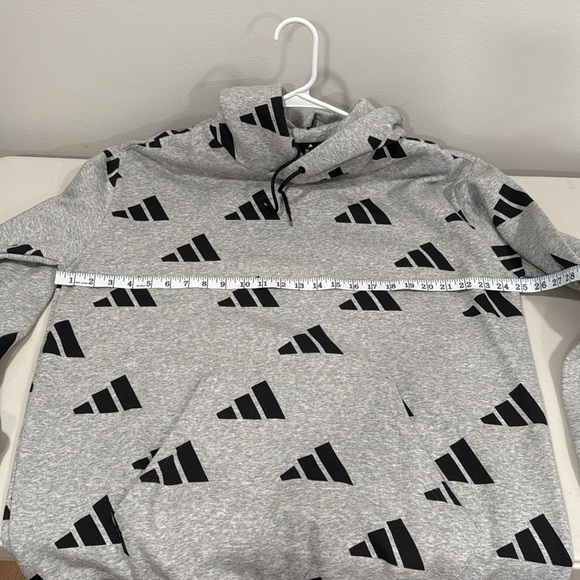 adidas Men’s Gray Hoodie with Black Logo Pattern Size XL EUC - Picture 10 of 10